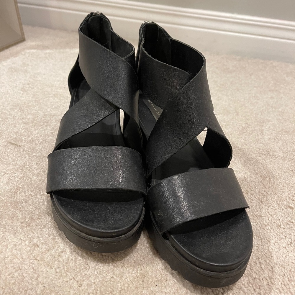 Leather Steven Madden Black Platform Sandals